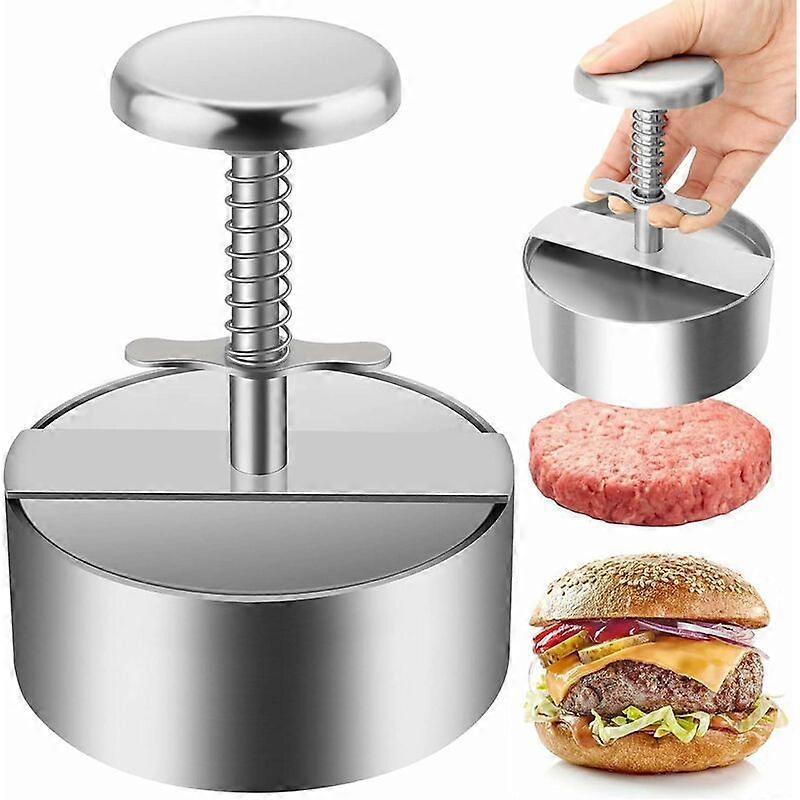 Burger Press, 304 Stainless Steel Hamburger Press, Adjustable Ground Steak Press, Easy to Use, Non-Stick Burger Press for Family Gathering, Party