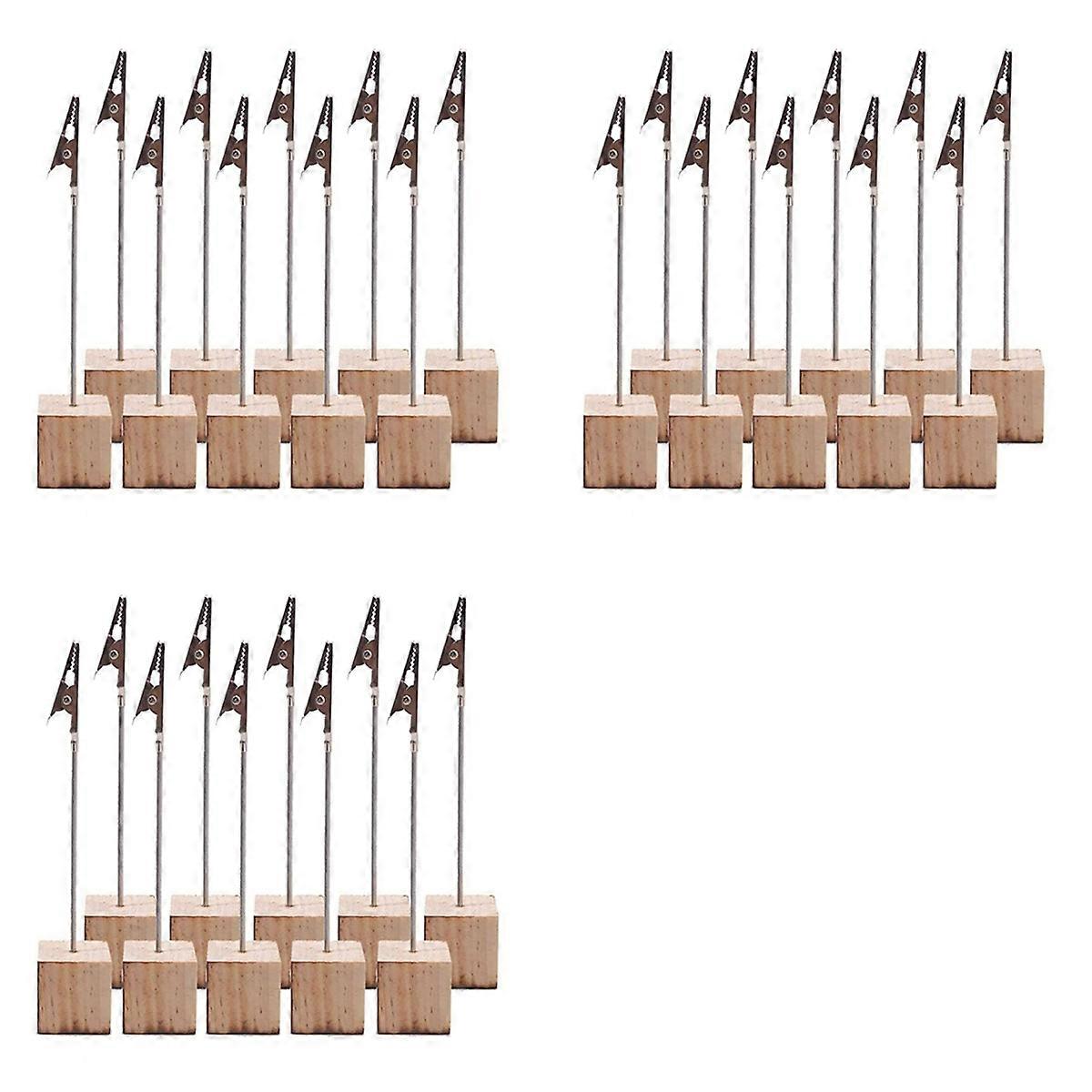 30 PCS Memo Holder Pine Base Message Clip Vertical Note Holder for Office Wedding Party House Decora