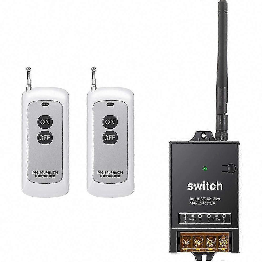 Wireless RF Remote Control Switch 40A Relay DC 12V-72V Long Range 984FT for Industrial Use