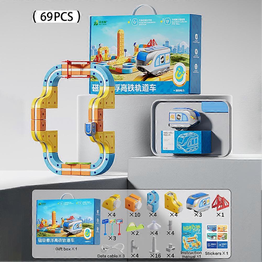 Electric Magnetic Train Track Set Flexible Race Track - DIY Racing Track Assembly Set with Train for Toddlers and Kids