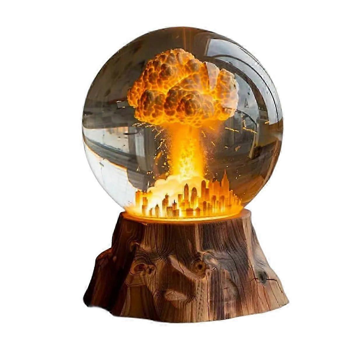 Atomic Bomb Explosion Lamp - 3D Resin Mushroom Cloud Night Light with LED, Decorative Home Accent, Unique Gift