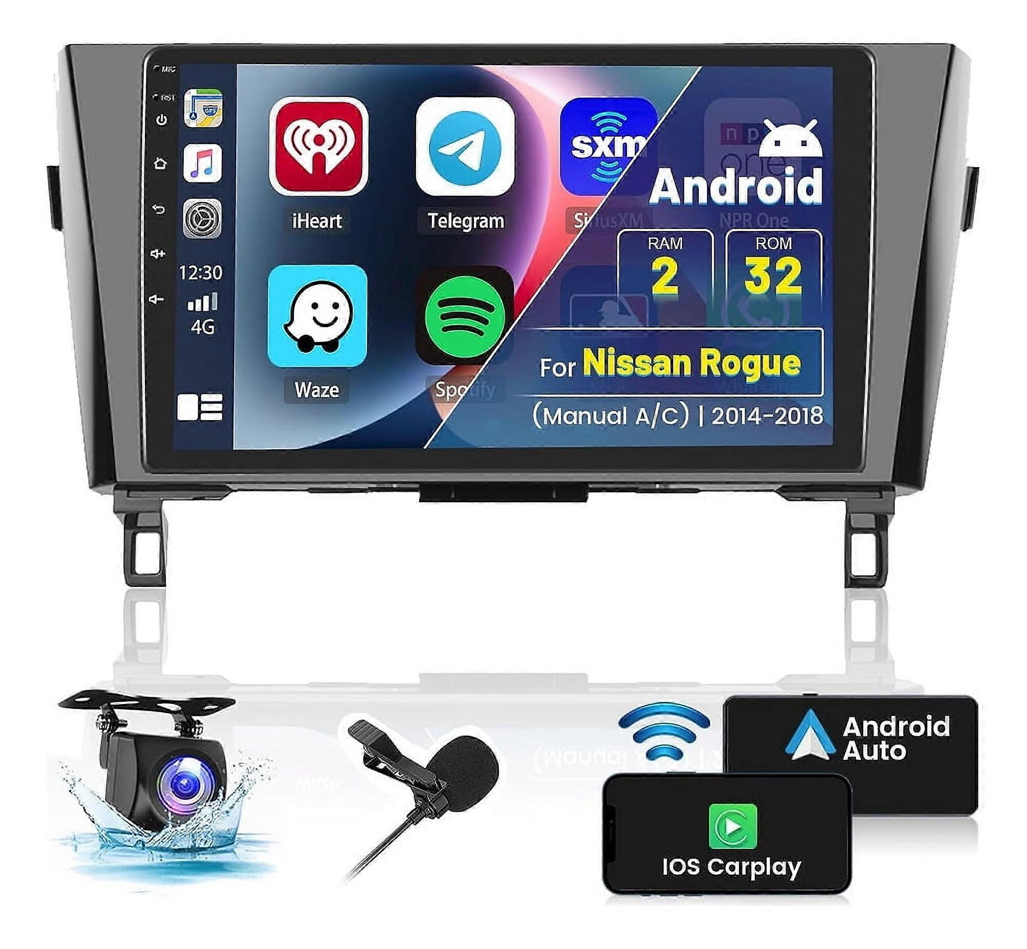 Stereo Radio for Nissan Rogue 2014-2018 Carplay Android GPS 2G+32G