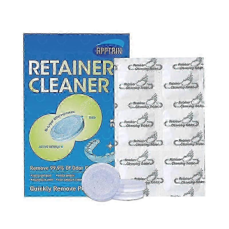 Retainer Cleane，夜间假牙清洁剂和护齿器，假牙清洁剂，去除异味、污渍、牙菌斑、薄荷味