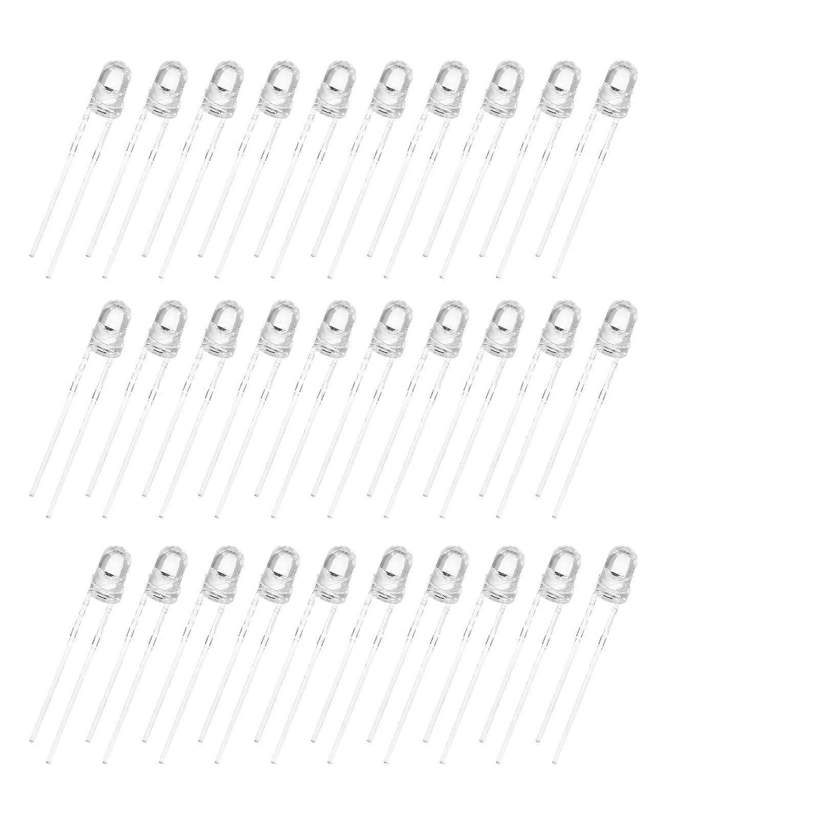 100pcs 3mm LED Diode Lights Blue Round Transparent Lens DC 3.03.2V  Brightness For Electronics Components