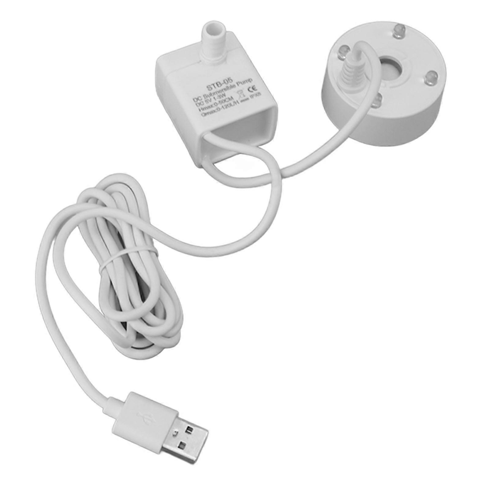 Mist Maker USB Fog Maker with Pump LED Colorful Lighting Fountain Atomizer Humidifier 5V Fog Machine for Pond Garden Office White 