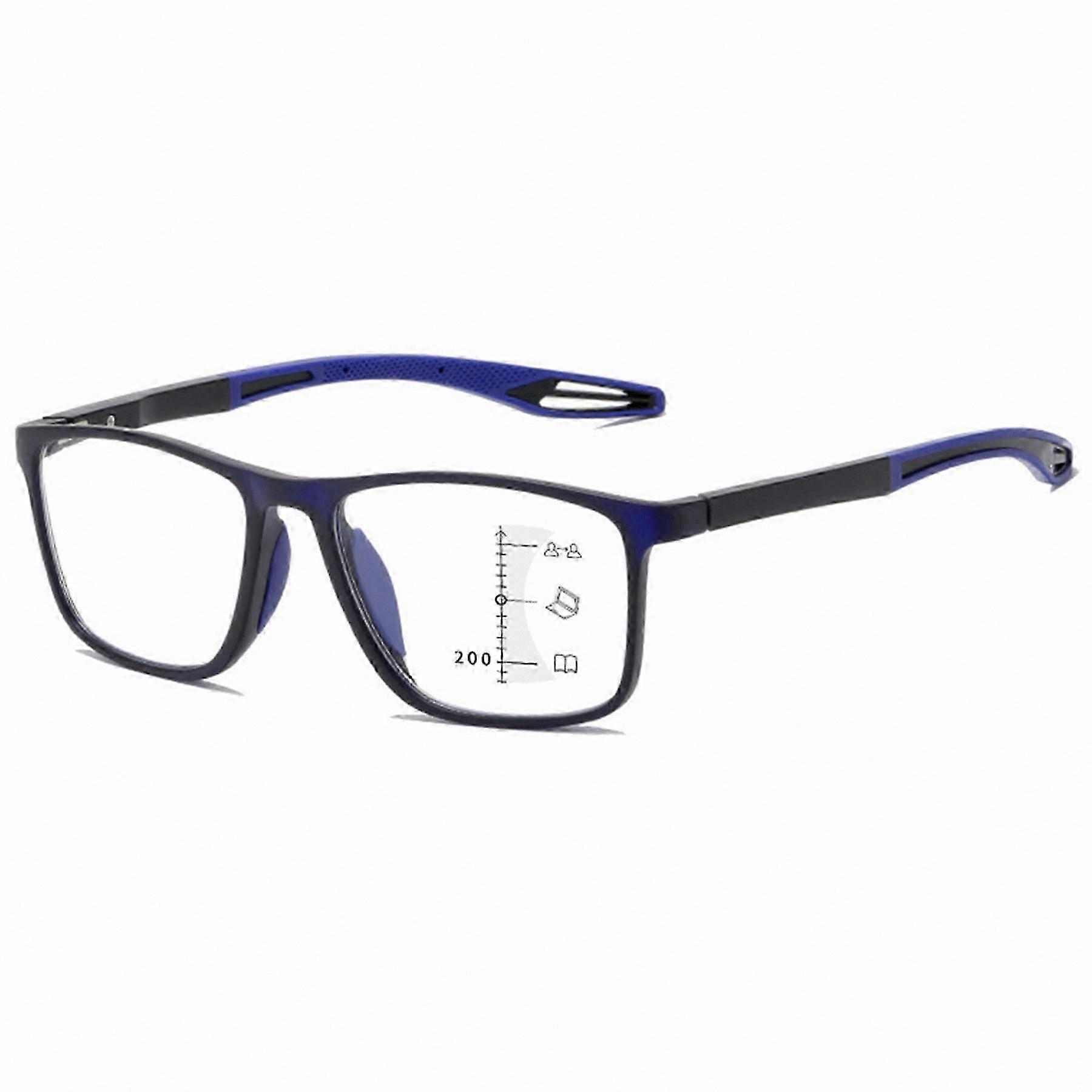 Blue Light Blocking Multifocal Reading Glasses for Men & Women, TR90 Frame, Rectangle Design, +1.0 to +4.0 Diopter Range