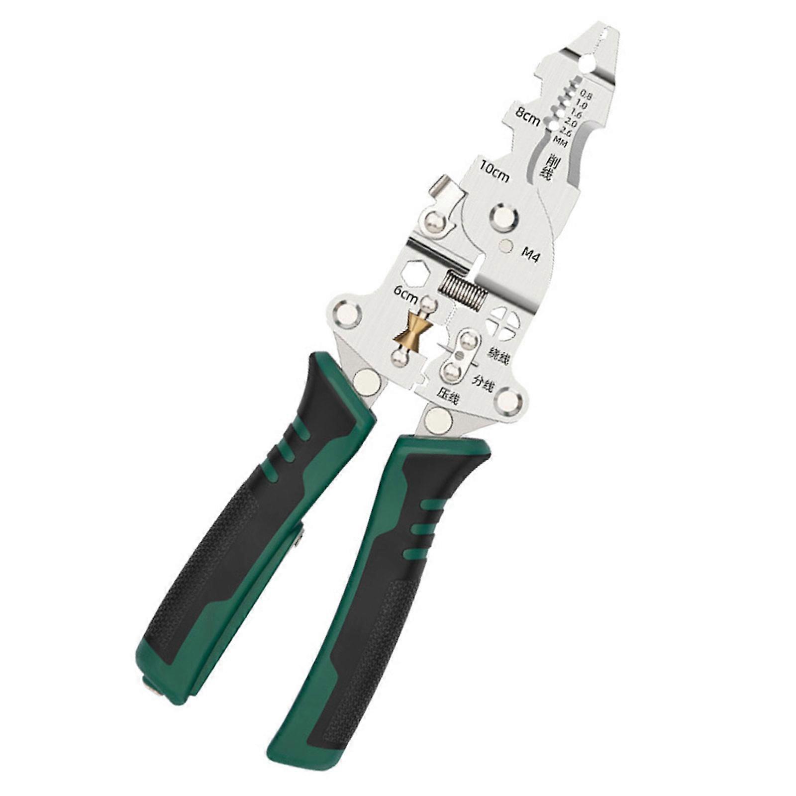 Electrician Essential Tool Kit Wire Stripper Voltages Tester Cable Cutter Sturdy Carbon Steel Build for Professional Use Multicolor