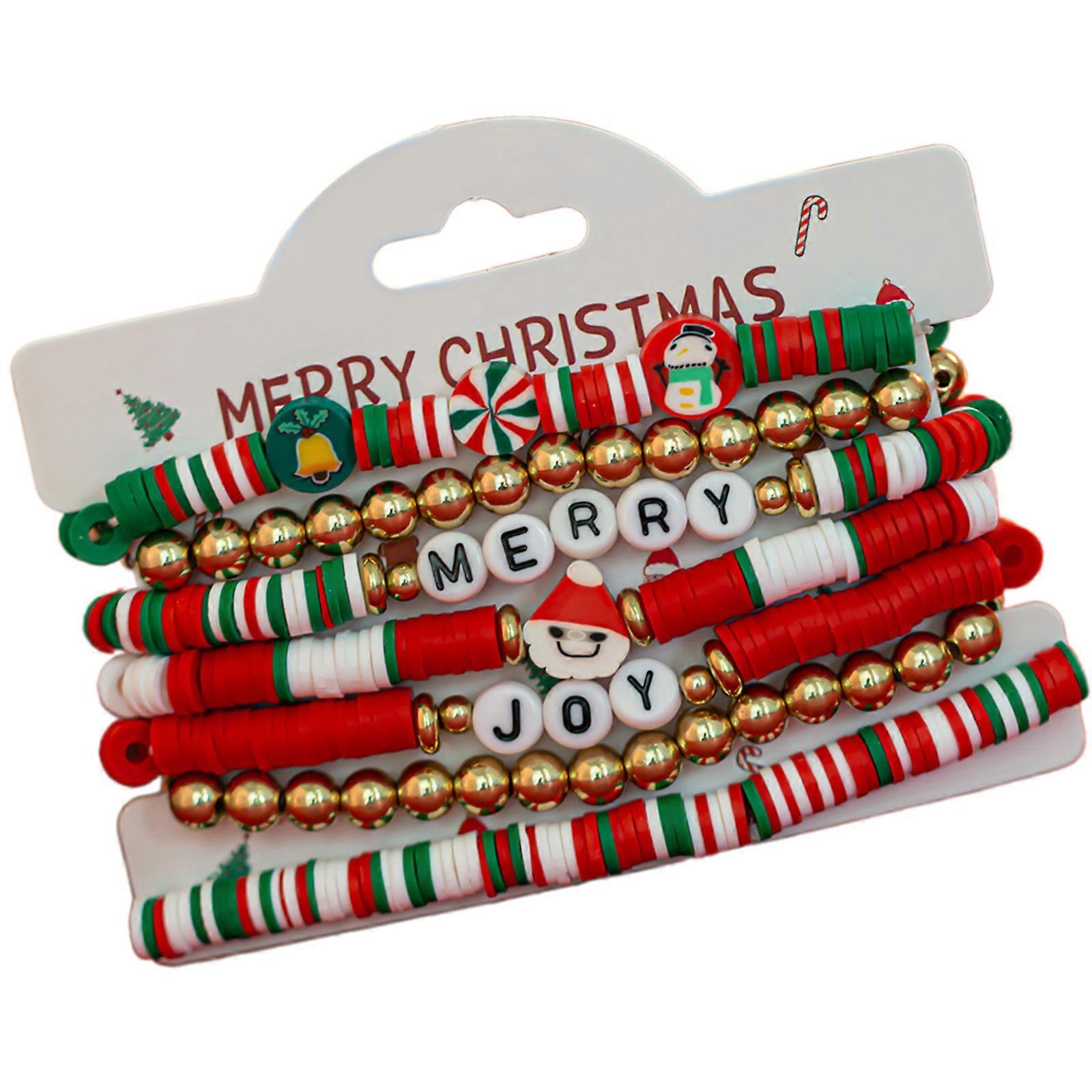 Brățări de Crăciun Brățări de lut colorate Brățări Brățări de prietenie Brățări cu mai multe straturi pentru femei fete și adolescenți 04