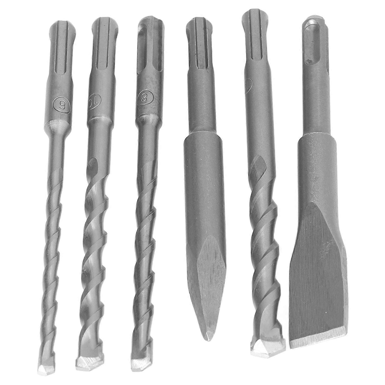 6Pcs Dril Bit Set with Point Chisel Flat Chisel High Hardness Rapid Cutting Speed Drill Bit for Brick