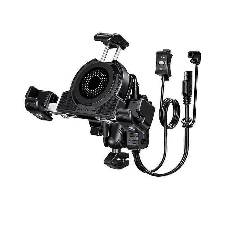 Motorcycle Phone Mounting Clamp Bracket with USB C Charging 360 Rotation