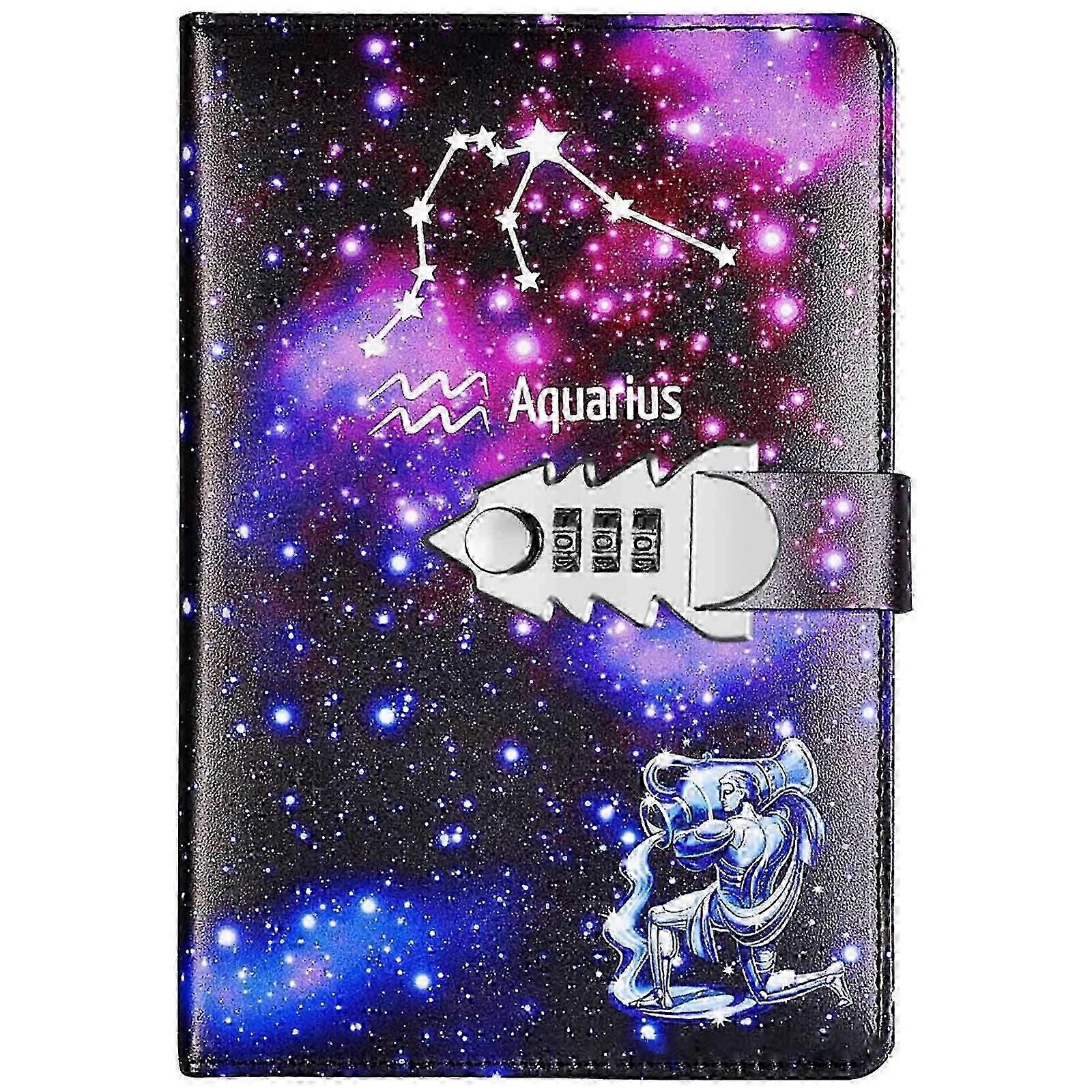 Diary with Lock, A5 PU Leather Journal with Combination Lock Digital Password Notebook Combination Locking Journal Diary