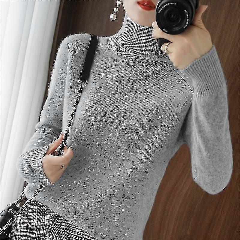 Spring, Autumn And Winter Women's Cashmere Sweater Turtleneck Pullover Slim Solid Color High-quality Warmth