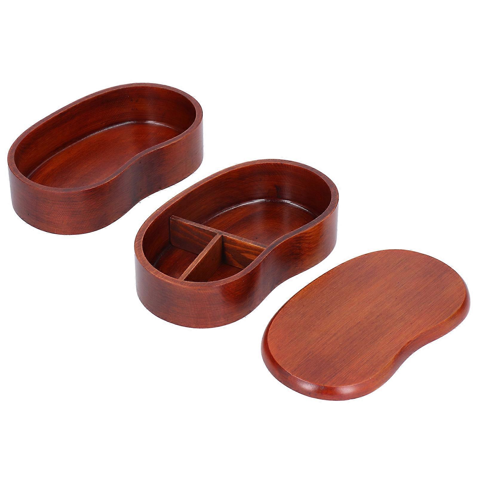Japanese Style Portable Double Layer Waist Shape Bento Box Wood Simple Sushi Box