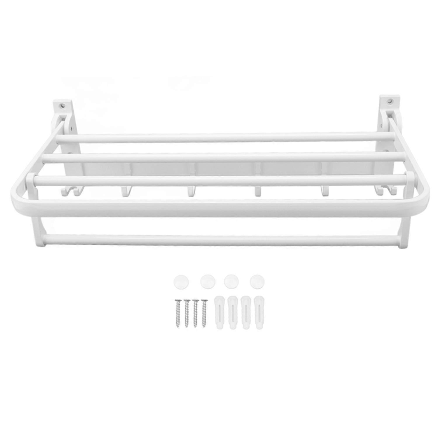 Towel Shelf Rustproof Space Aluminum Towel Rack Space Saving Wall Mounted Towel Holder for Bathroom 