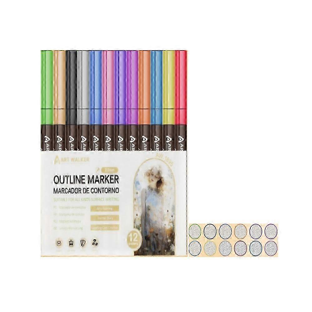 Marker Pen for Highlight, Dual-Line Highlighter Glitter Gel Sparkle Markers