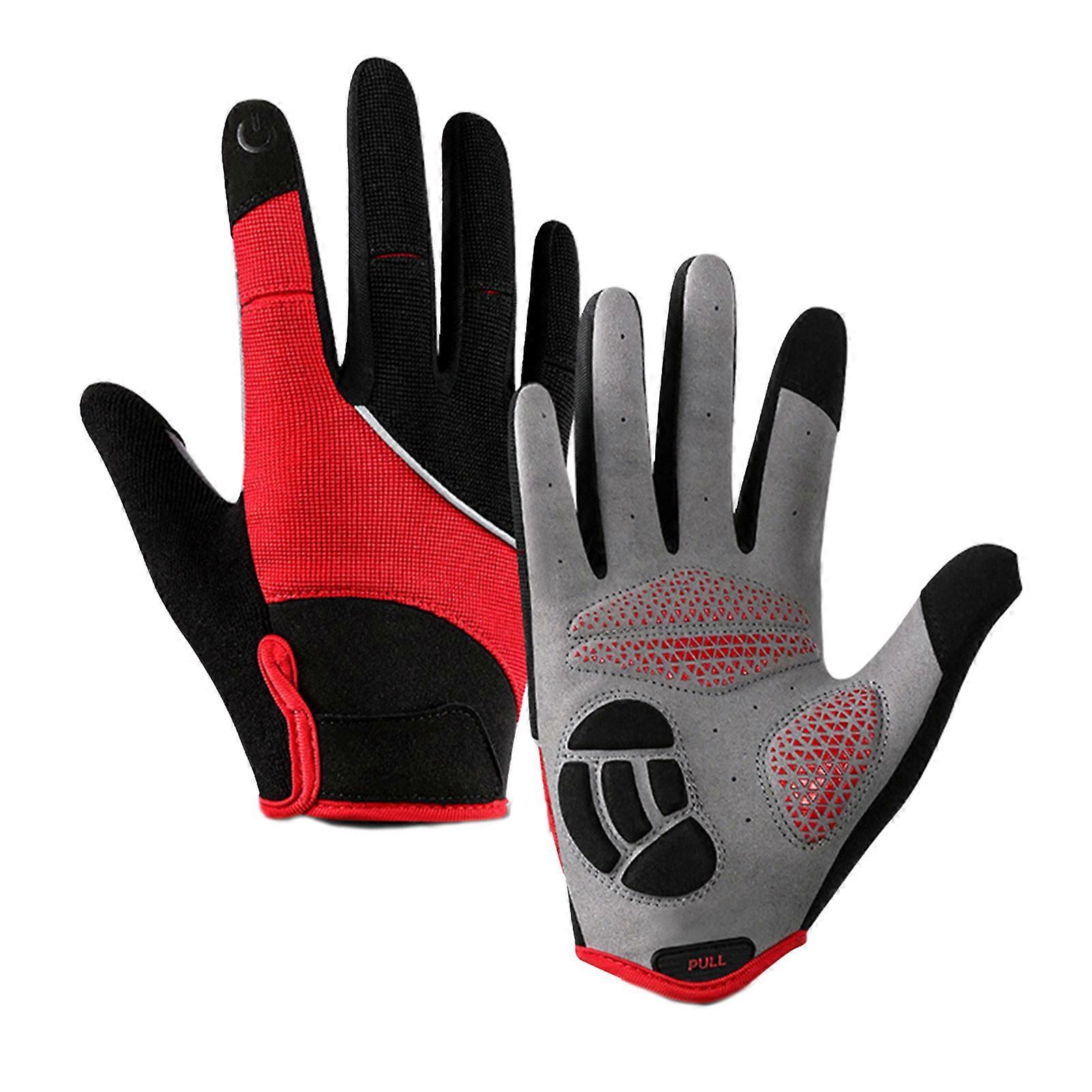Cycling Gloves Nonsip Silicone Palm with Breathable Shock Absorption Padding For Professional Training And Commuting  Red XL