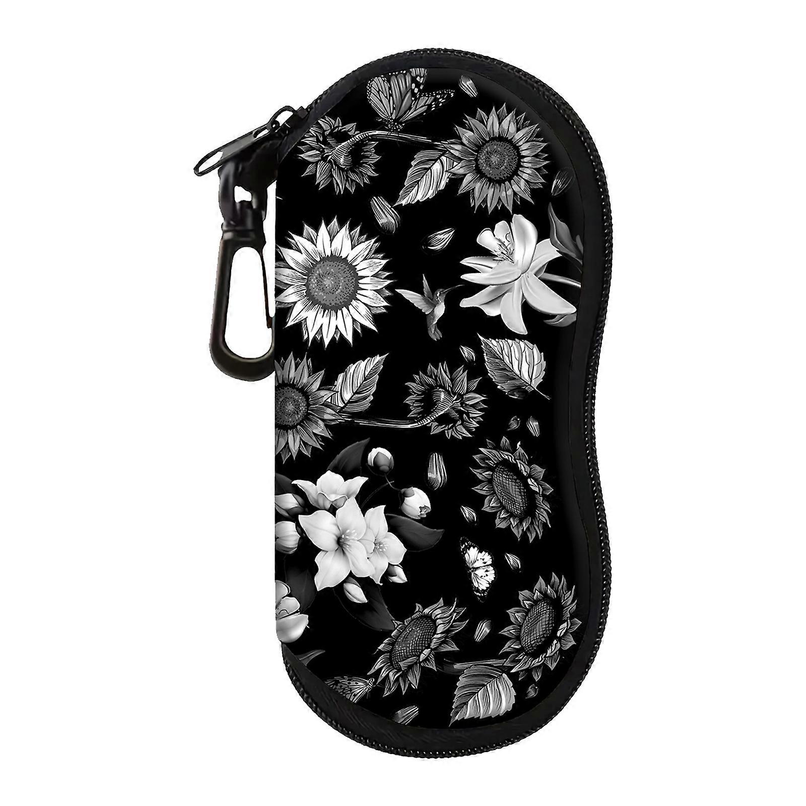 Nature Flower Glasses Pouches Secure Zippers Enclosure Compacts Travel Friendly Eyewears Protectors For Daily Use Multicolor