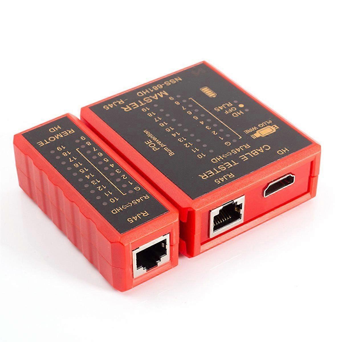 -Compatible Cable Tester RJ45 Network Cord Tester Anti Burn POE Protection Battery 8P8C 6P8C Transm