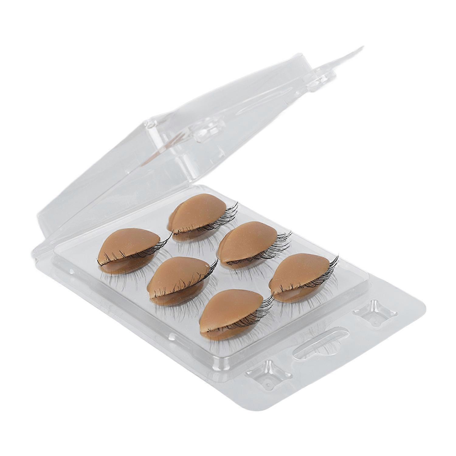 3 Pairs Mannequin Head Eyelids with Eyelashes for Eyelash Extension Grafting Training Practice Coffe