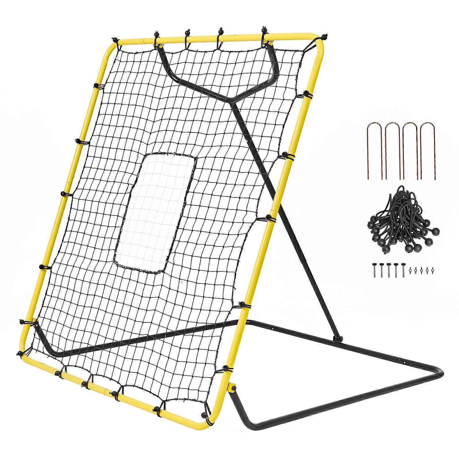 Baseball And Softball Rebounder Net, 4 x 4.5 Feet PitchBack Baseball Nest for Pitching and Fielding Training, 4 Adjustable Angles