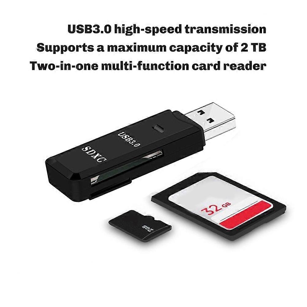 2 in 1 USB 3.0 SD TF Card Reader High Speed Data Transmission Up to 5Gbps Compatibility Multiple for PC Laptops Camera A