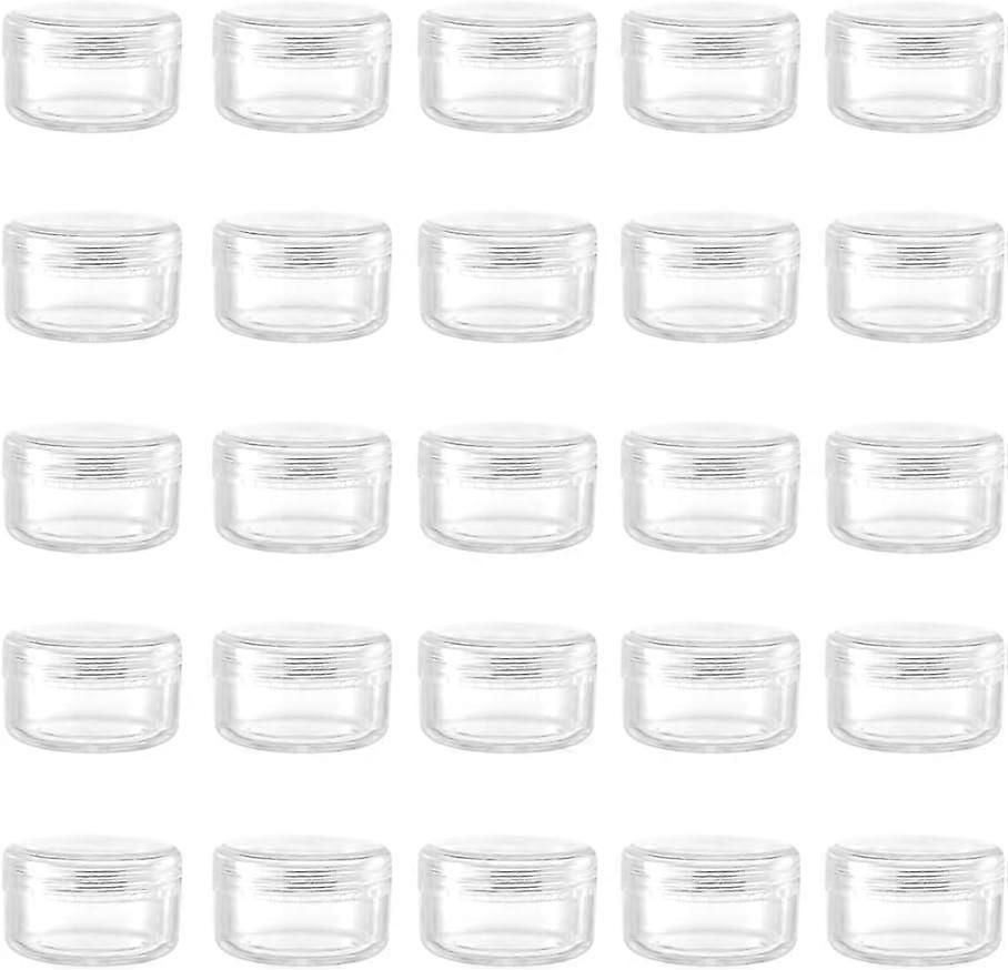 25 Pcs 3 Gram Small Empty Sample Containers with Lids Clear Makeup Sample Pot Jars Tiny Plastic Lotion Jars Mini Travel Size Cosmetic