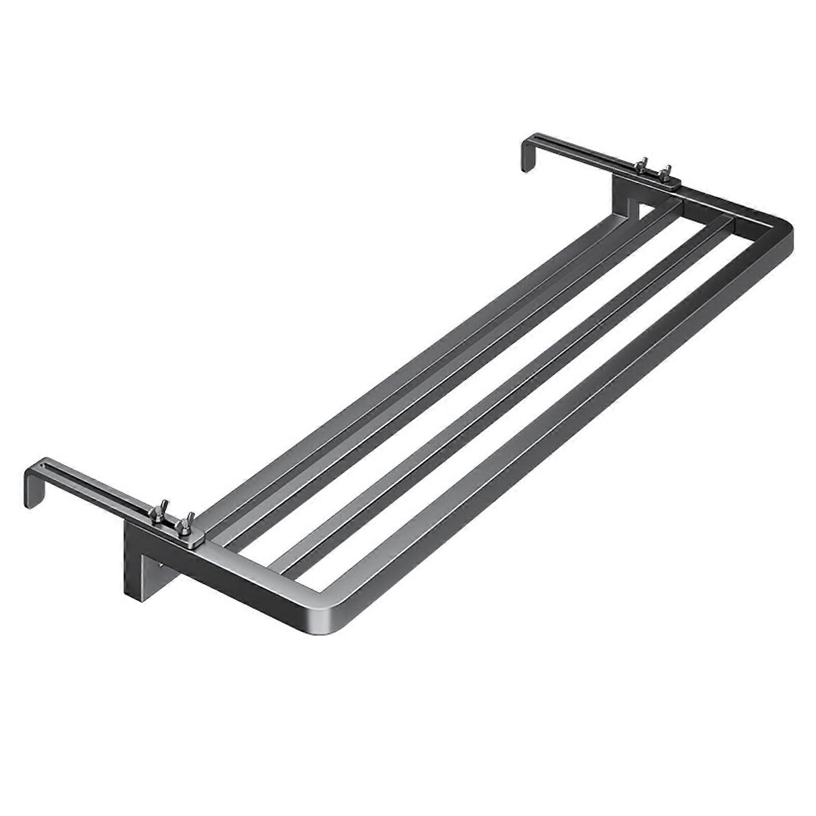 Radiator Clothes Drying Rack Adjustable Metal Hanger for Windowsills and Railings 60cm Black