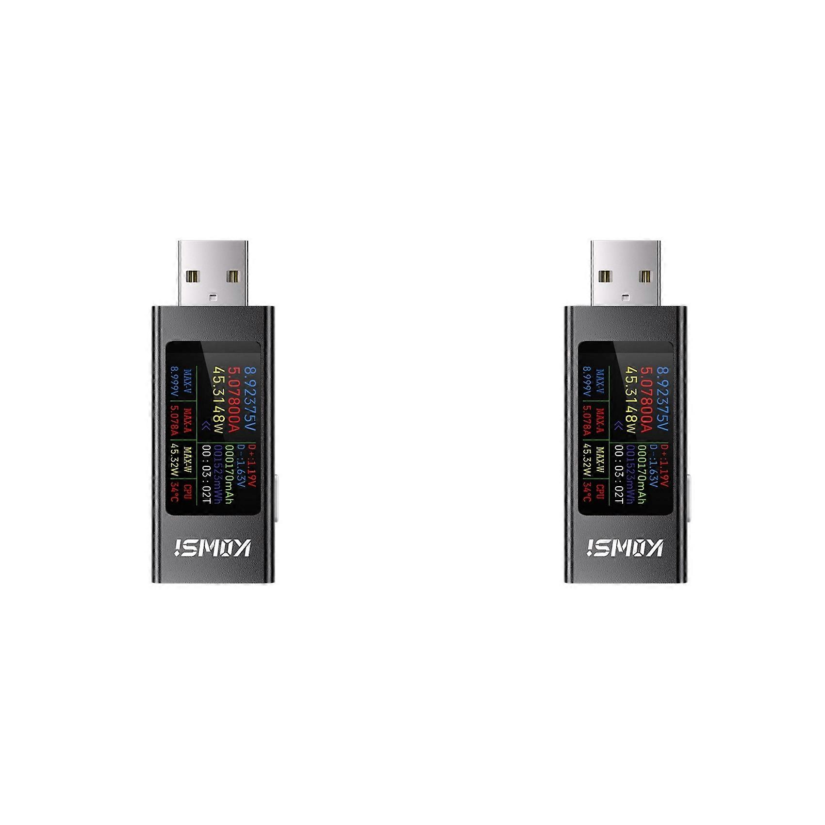 2X KOWSI USB Ammeter Multi-Function Digital Display DC Voltage Ammeter Power Meter Cell Phone Charging Tester