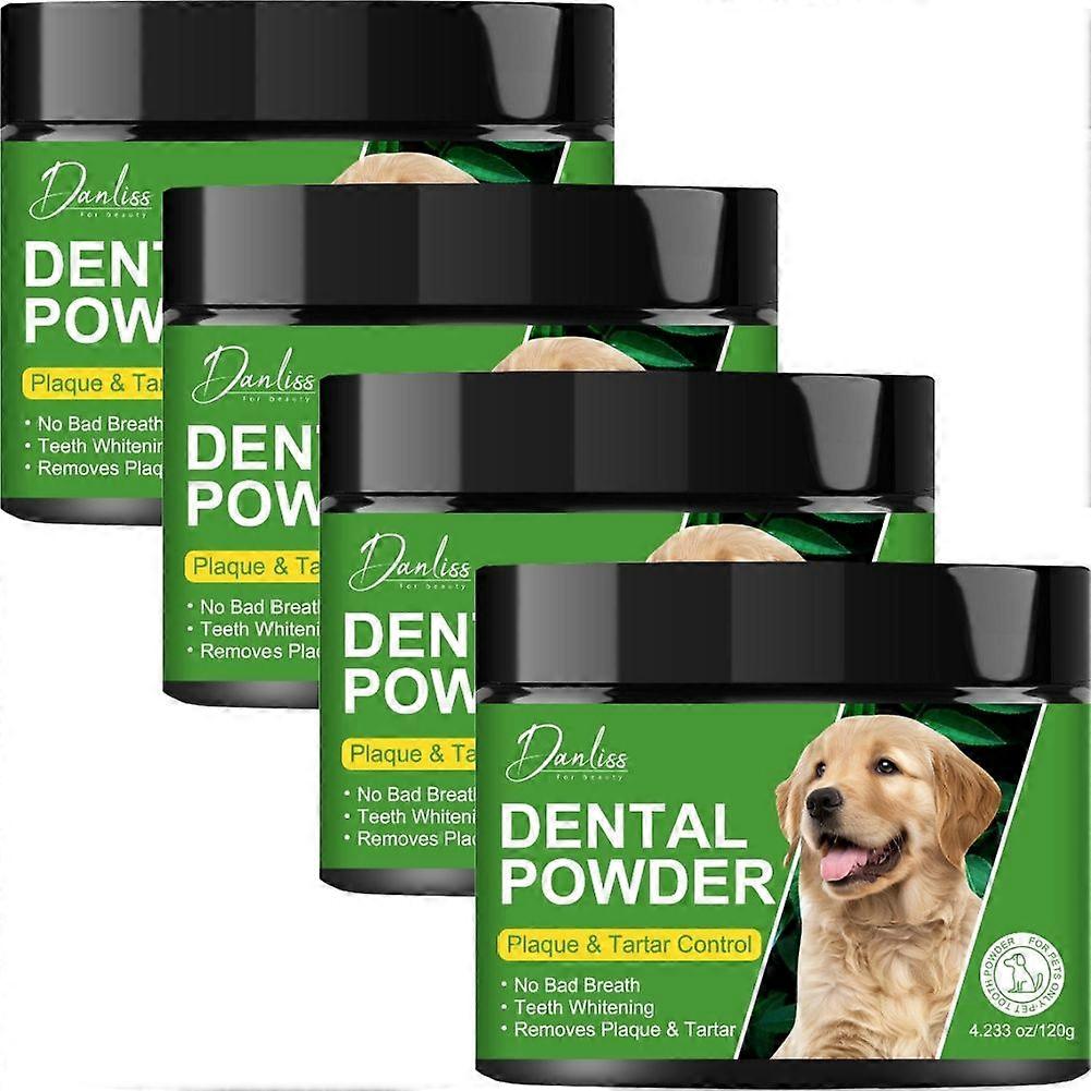 Pó para limpeza dos dentes de cães com colher aplicadora.