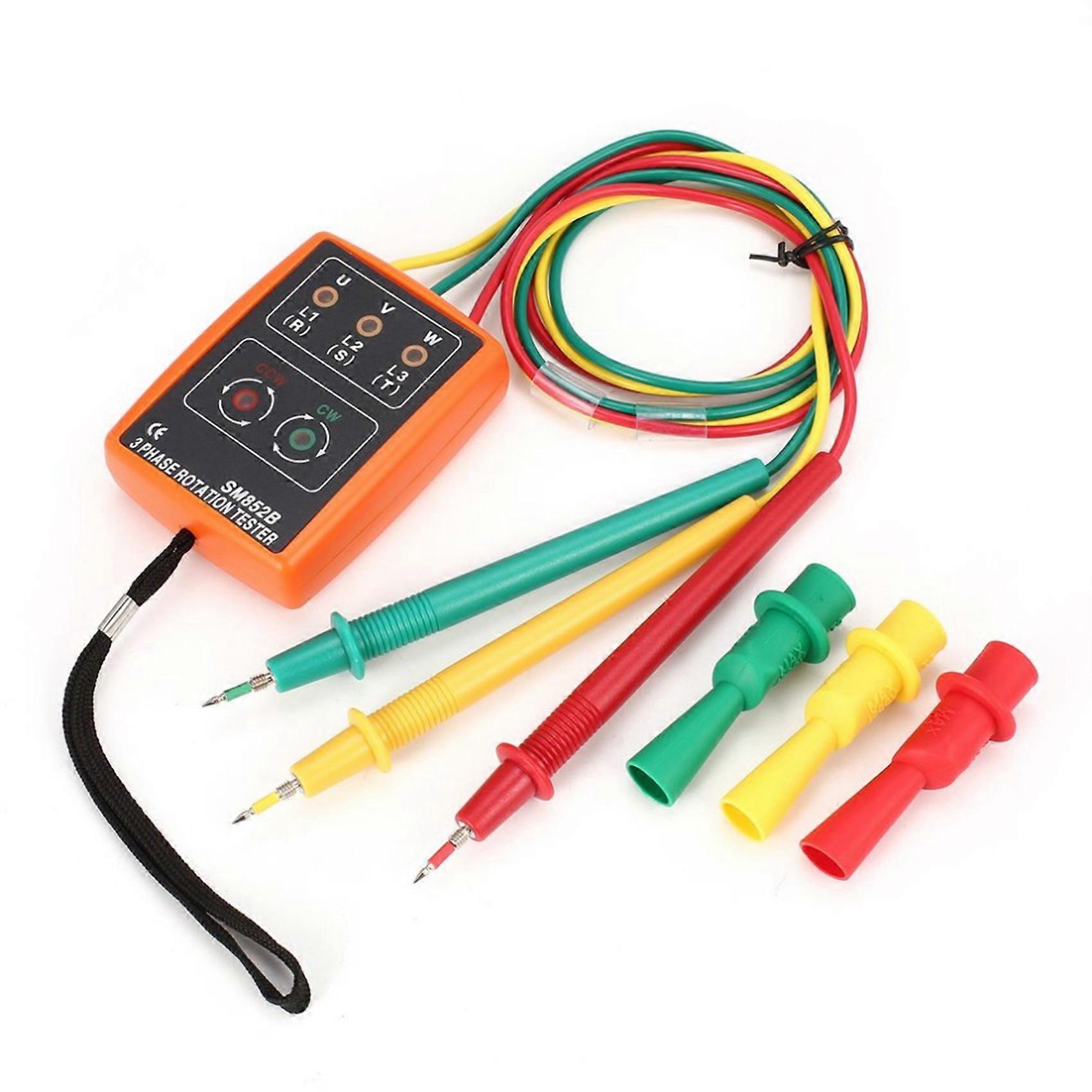 2X 3 Phase Sequence Rotation Tester Indicator Detector Meter LED Buzzer with Portable Pouch TD-L