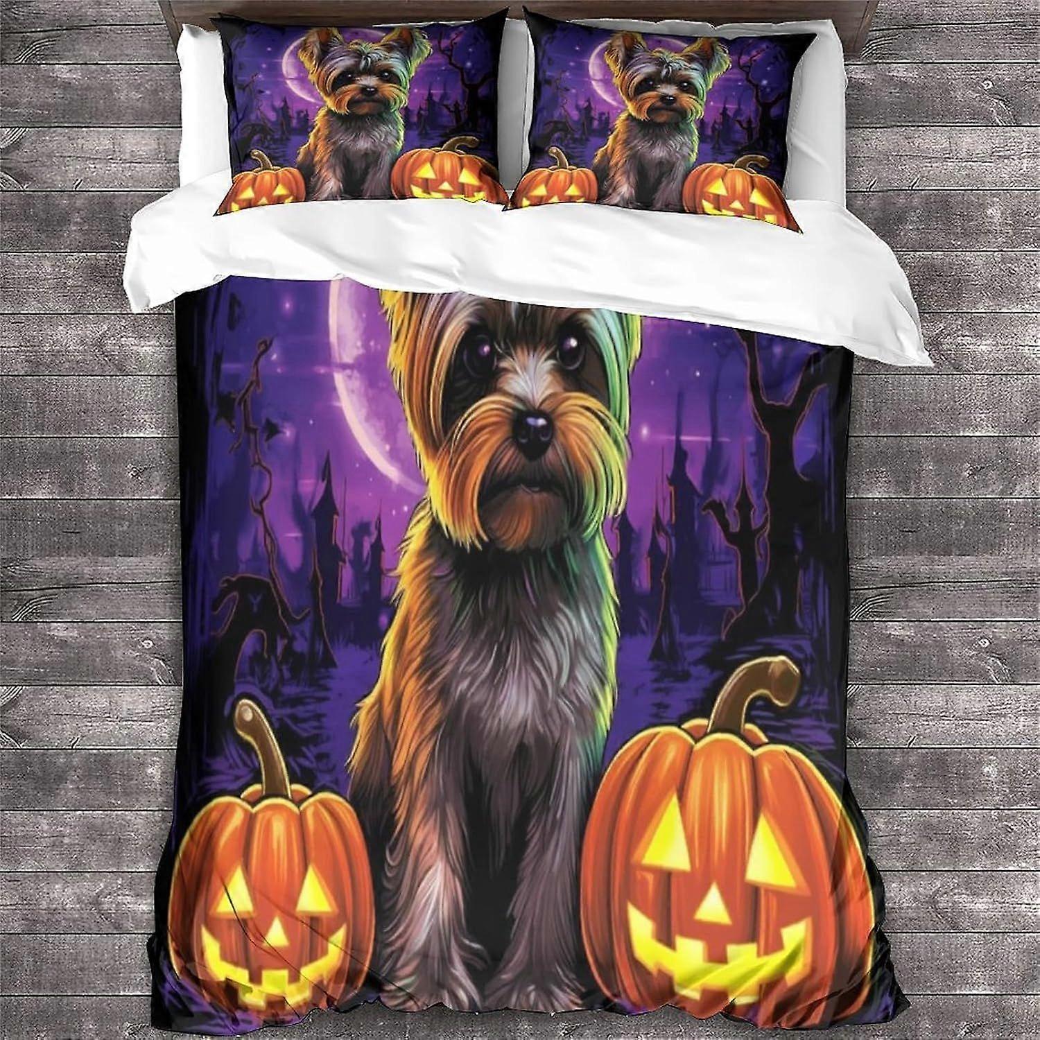 LikeEj نمط 3D الرقمية طباعة الفراش مجموعات هالوين طباعة لحاف غطاء مجموعات لينة ستوكات 3 قطع غطاء لحاف مع إغلاق سستة