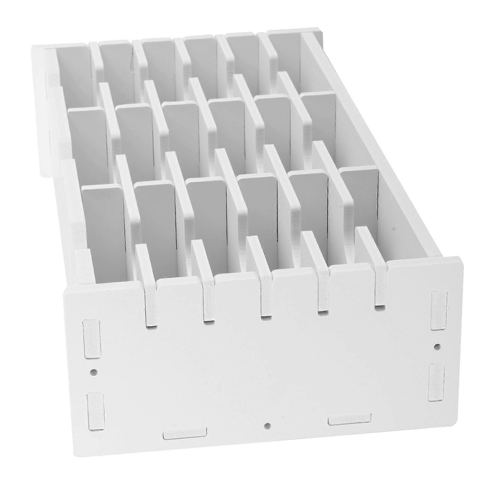 White Wood Cd Storage Box for Dvd Case with 18 Compartments