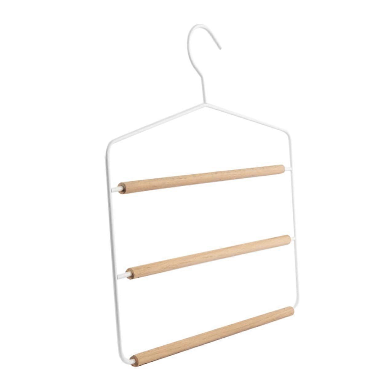 Wooden Pants Hangers with Clips Space Saving Trouser Rack NonSlip Jeans Organizer for Closet