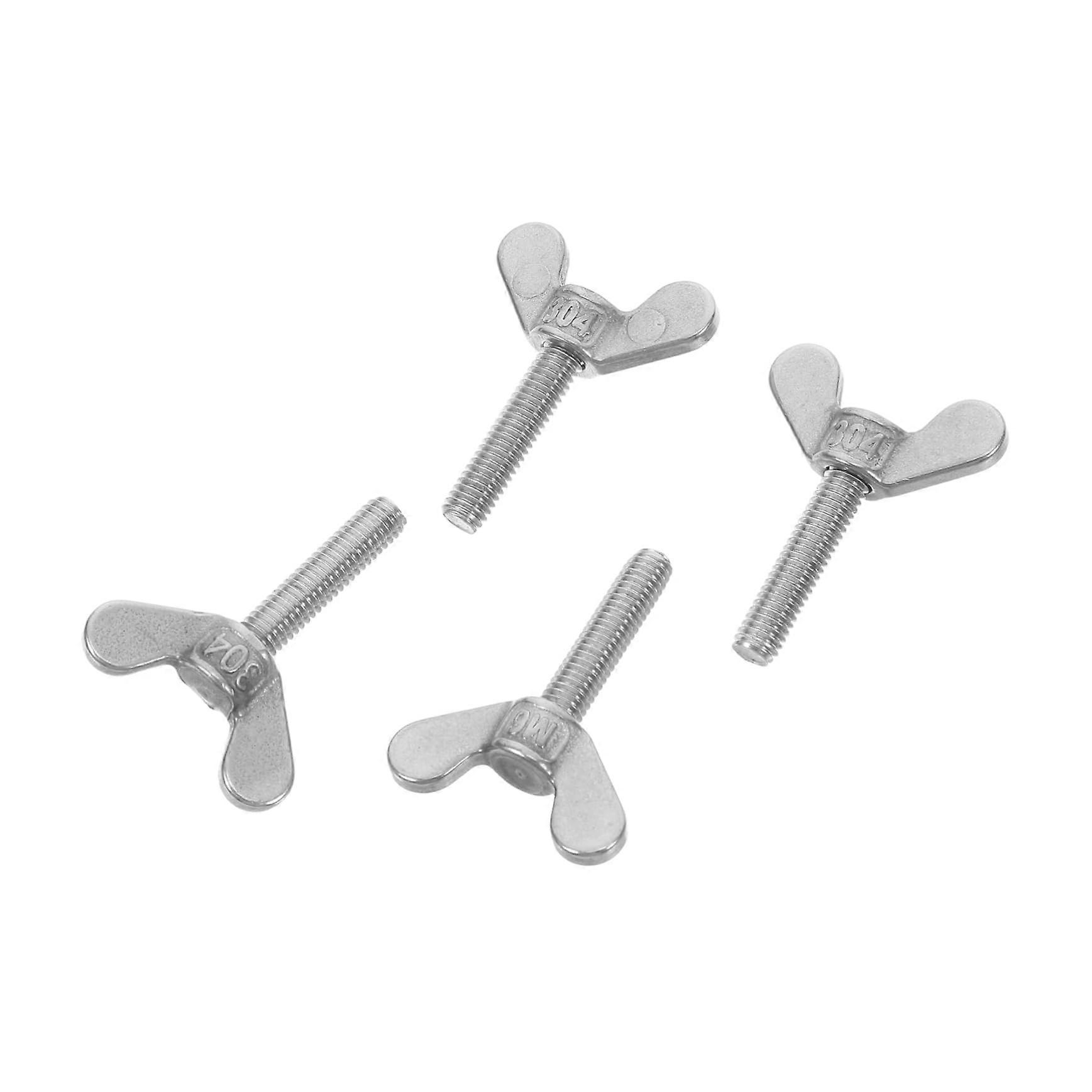 M6 Stainless Steel Thumb Screws 4pcs with Fixed Nuts for Flagpole Outdoor Secure Fastening