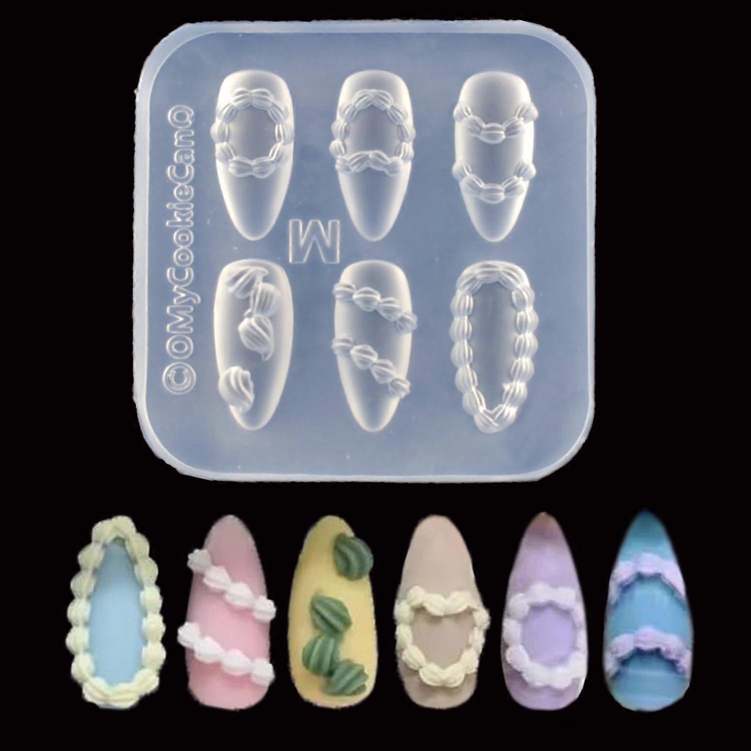 Nail Art Silicone Mold Kit 6 Pattern Transparent Reusable 3D Bow Design for DIY Manicure Decorations