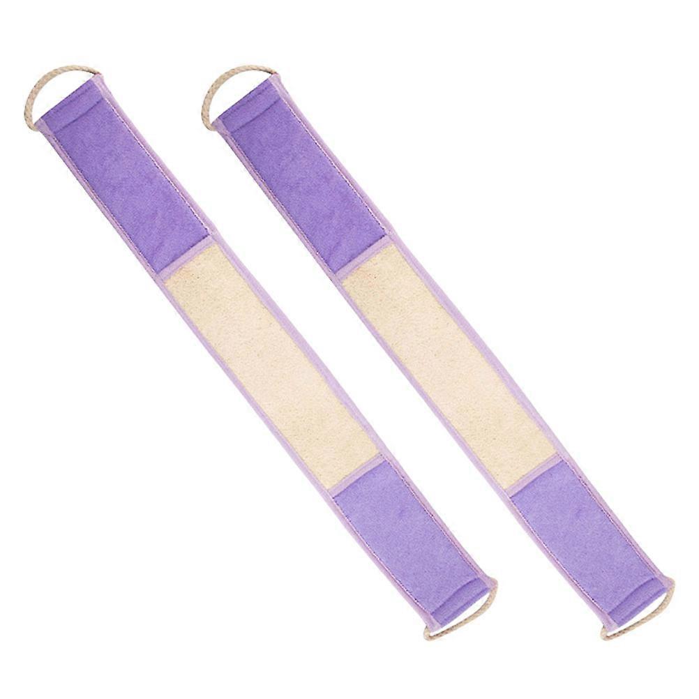 Exfoliating Loofah Back Scrubber for Shower Use with Handles 2Pcs Violet