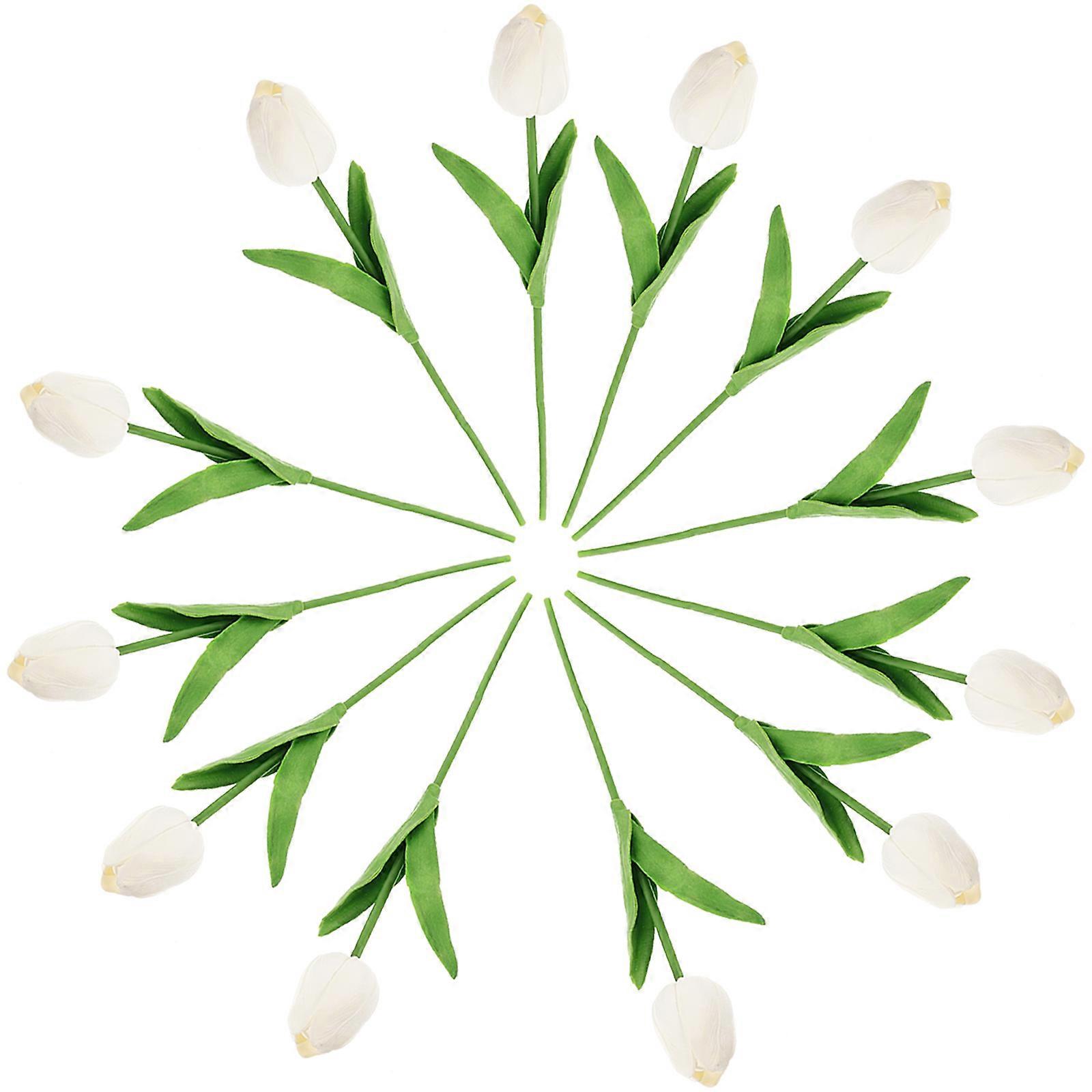 Decoration Use Floating Candles Artificial Tulips 48Pcs White PU