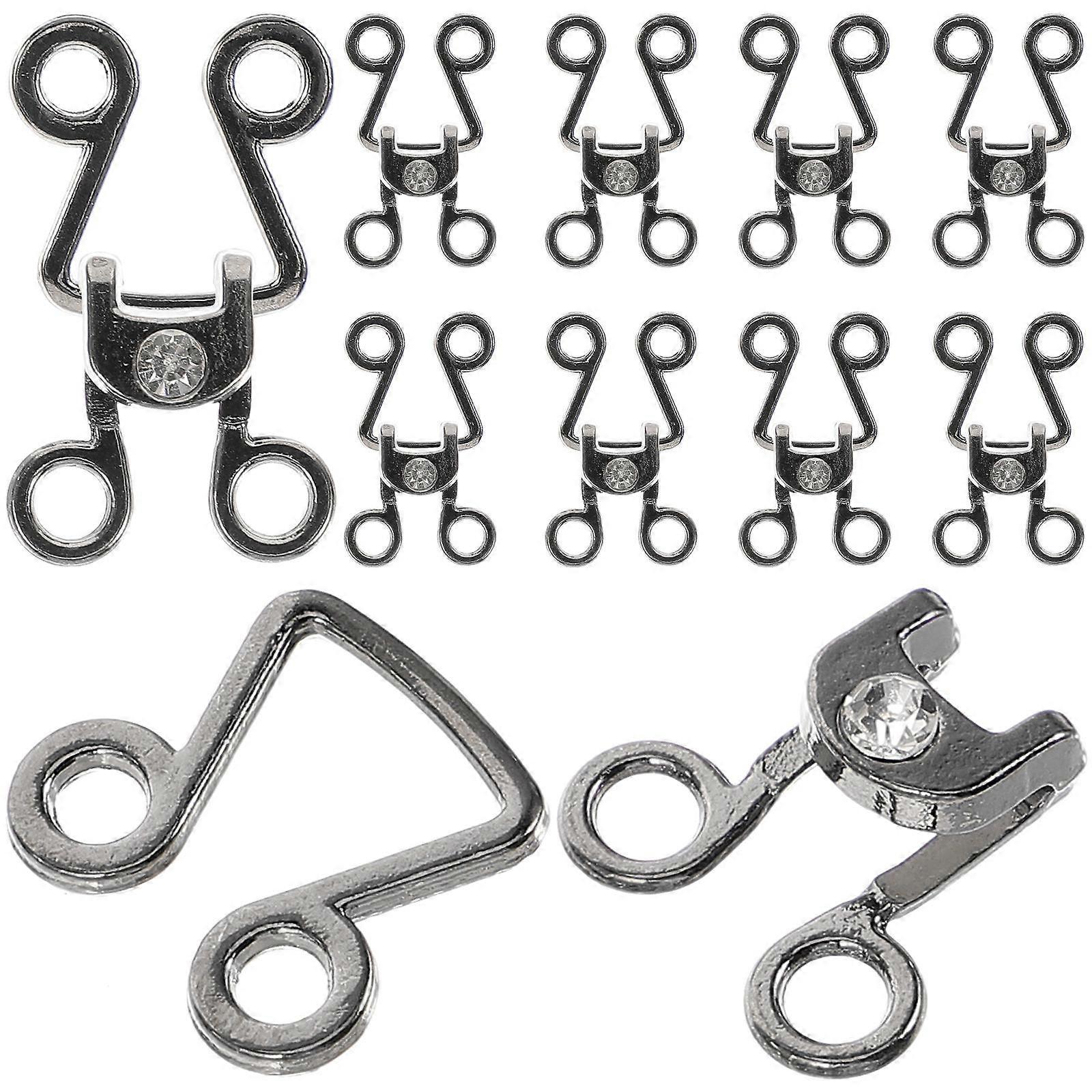 Hook and Eye Sewing Hooks for Bra Closure with 20Pcs in Silver
