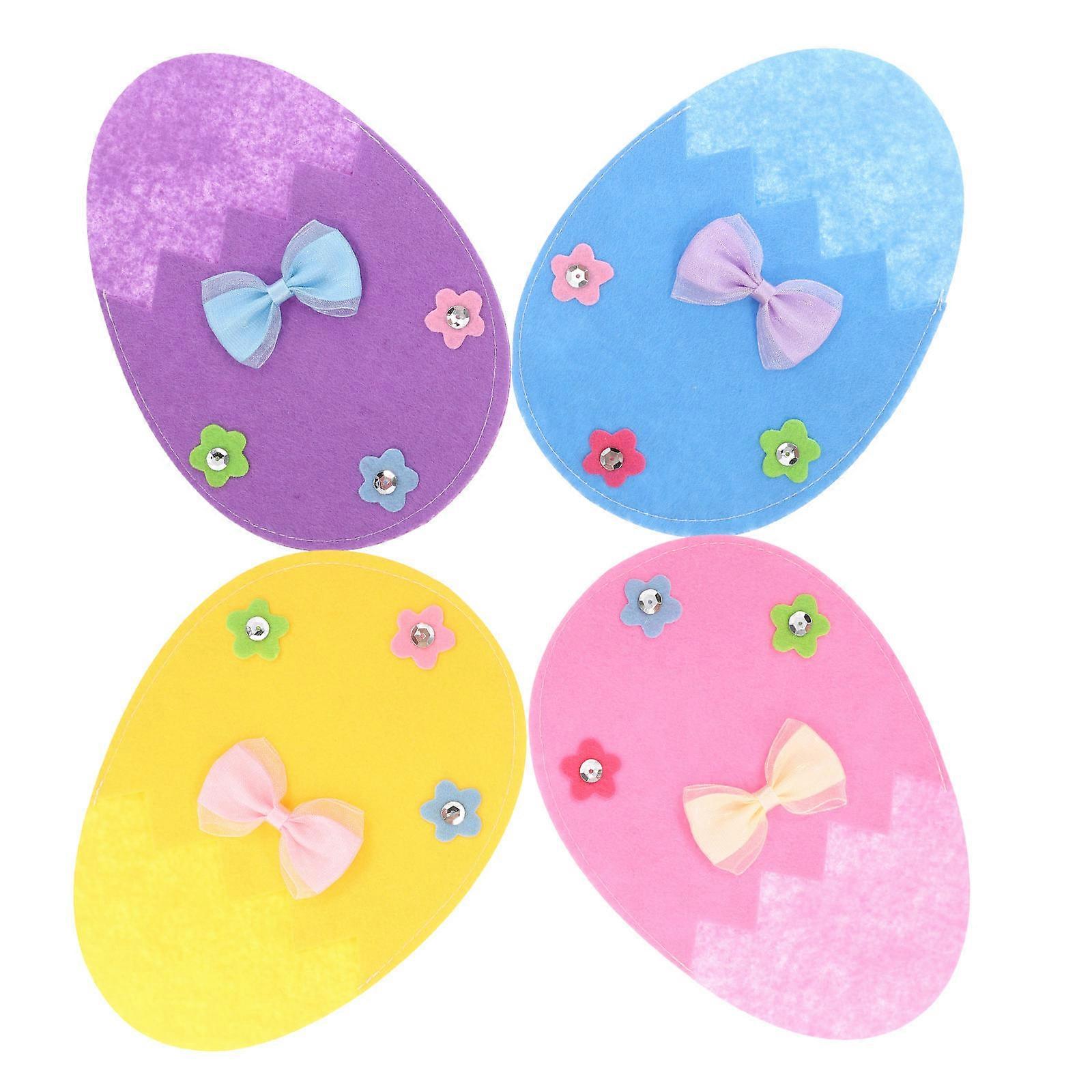 Assorted Color Easter Cutlery Bags Felt Holder for Kitchen Table 4Pcs