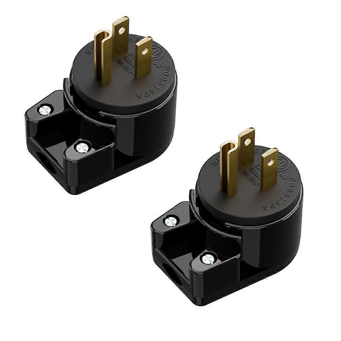 2Pack Right Angle NEMA 515P Plug 15A 125V ETL Listed 12Direction Rotatable AC Connector
