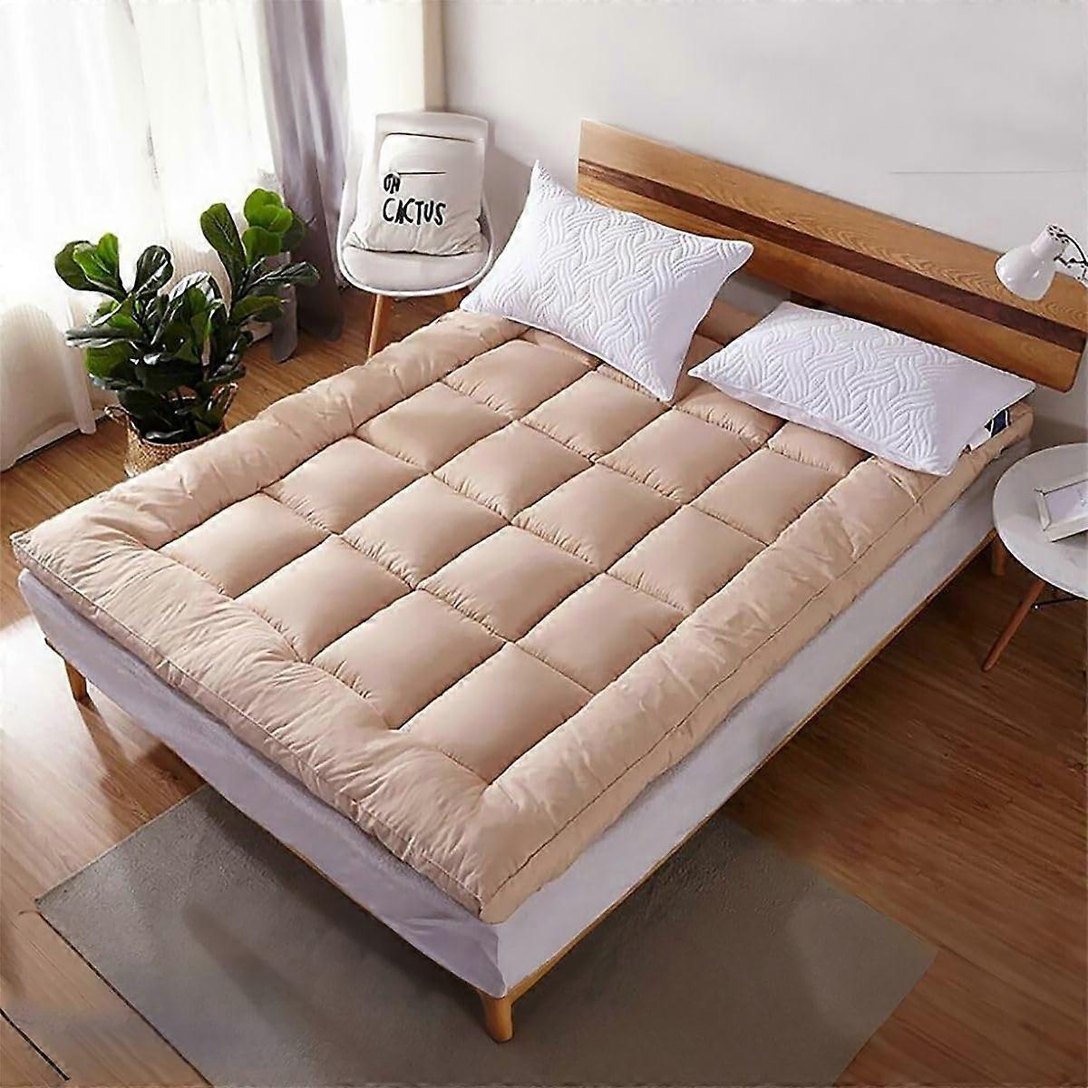 Quilted Fitted Mattress Pad Twin, Cooling Plush Topper for Back Pain Relief with Elastic Fit
