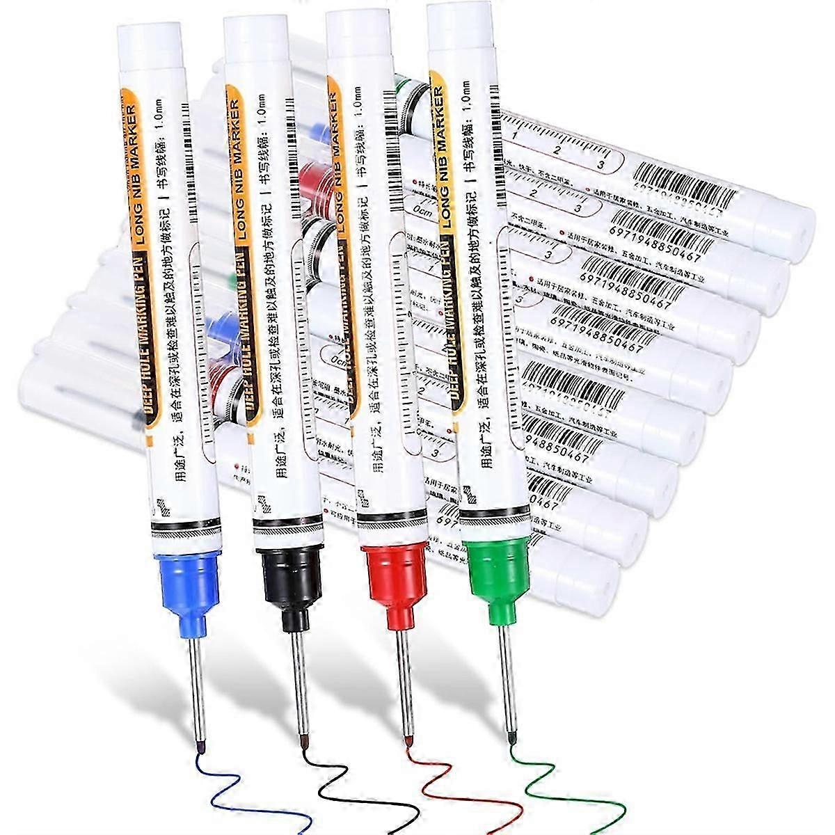 12 Pcs Multipurpose Deep Hole Marker Pens, Long Head Deep Hole Marker