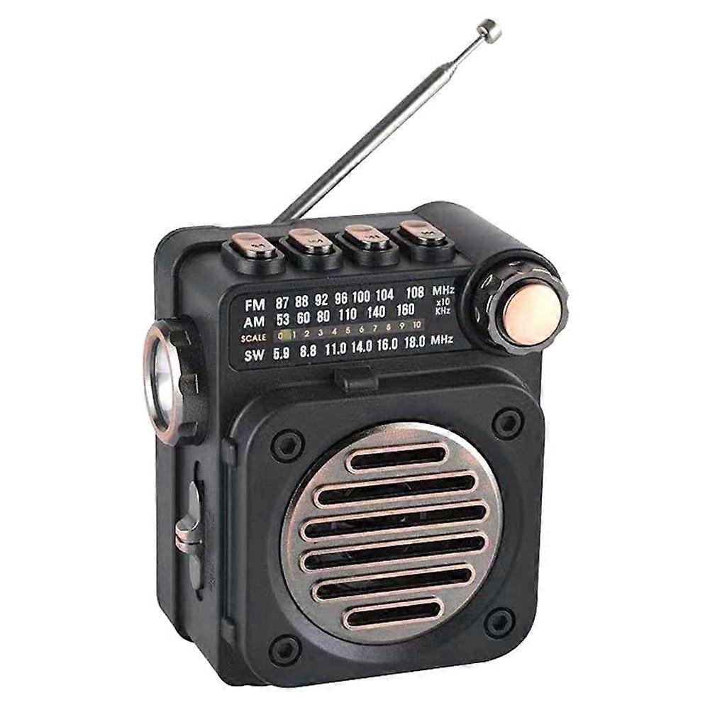 Portable Bluetooth AM FM SW Radio Receiver with Speaker, LED Flashlight and Bluetooth 5.0 Music