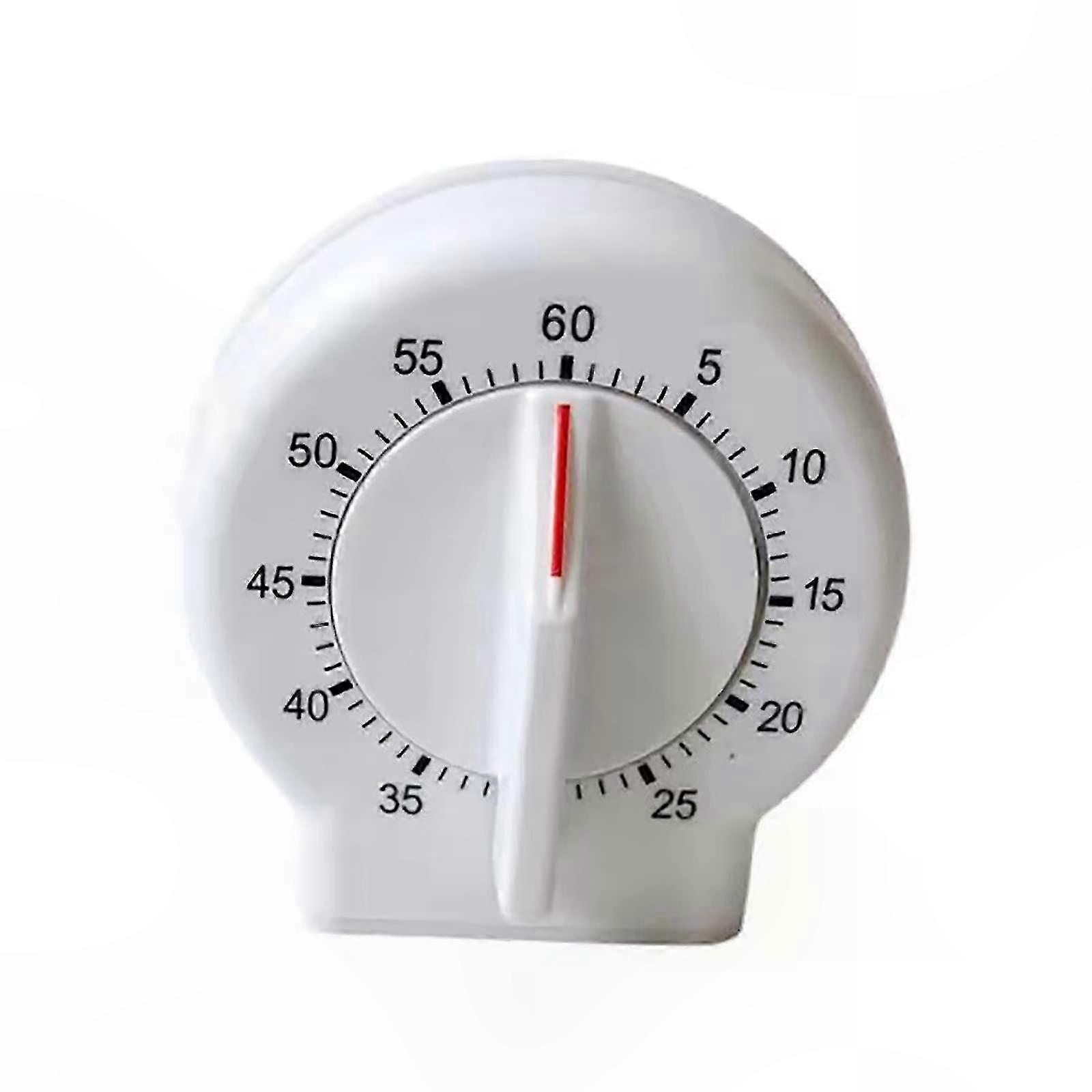 White Mechanical Kitchen Timer with 60-Minute Countdown and Easy-to-Read Display