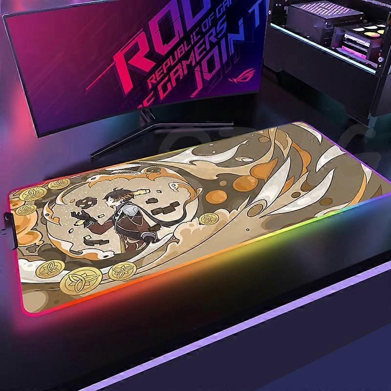 Genshin Design RGB Gaming Mousepads Desk Pad Keyboard Mat LED Gamer Mousepad XXL Mouse Pads Luminous Mouse Mats Design