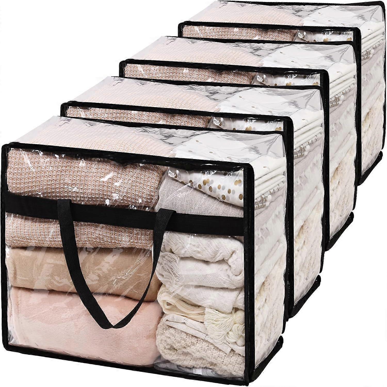 Large Storage Bags 60L Extra Large Clear Vinyl with Zippers and Handles for Bedding and Clothes Set of 4