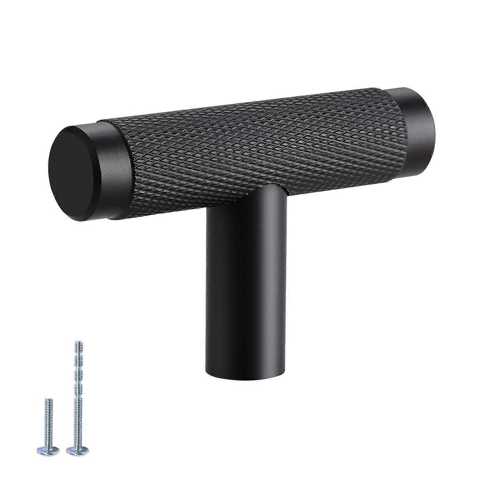 10 Pack Matte Black Cabinet Knobs and Drawer Pulls, Knurled Aluminum Single Hole Design