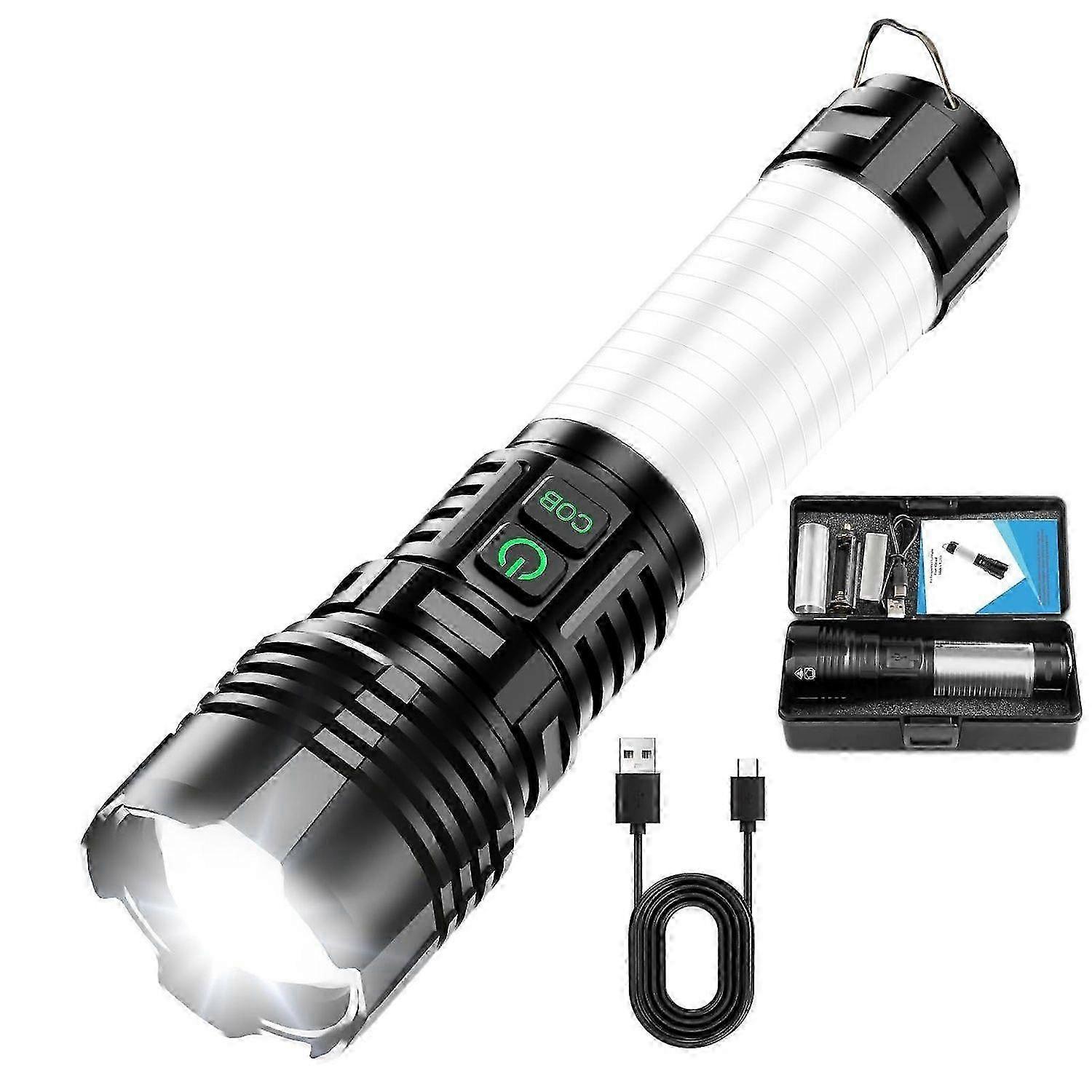 3000LM Rechargeable LED Flashlight with Power Bank, 8 Modes, Type-C
