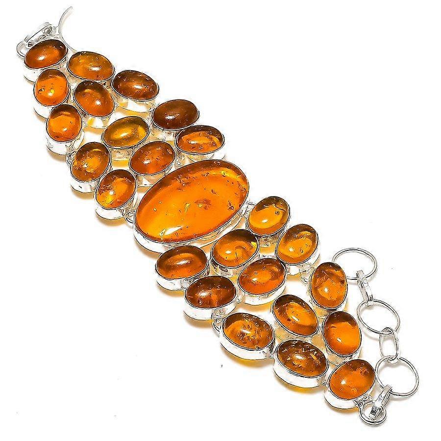 Baltic Amber Gemstone 925 Sterling Silver Bracelet 7-8"
