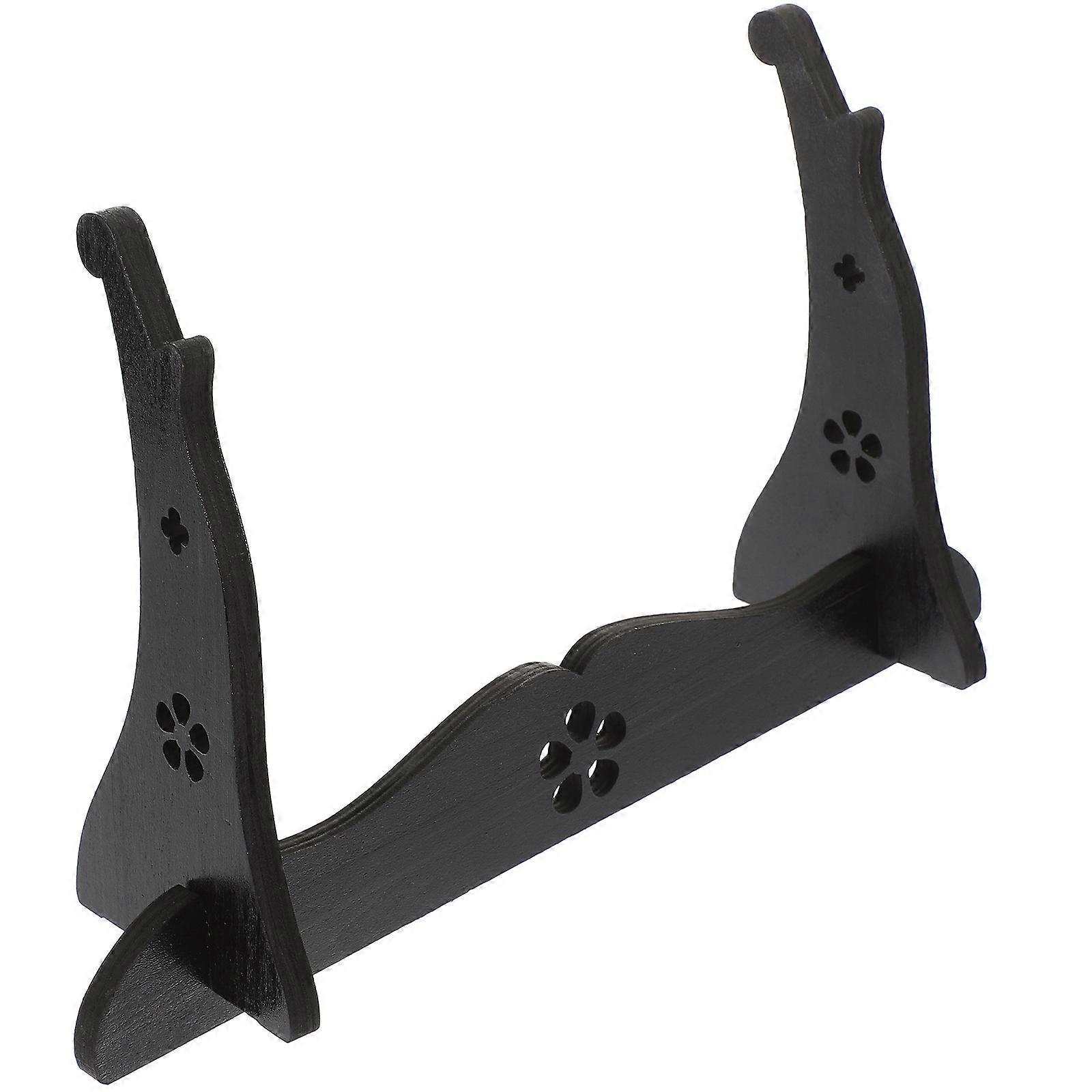 Brown Wooden Flute Holder Stand for Home Collection Display and Storage Desktop Design